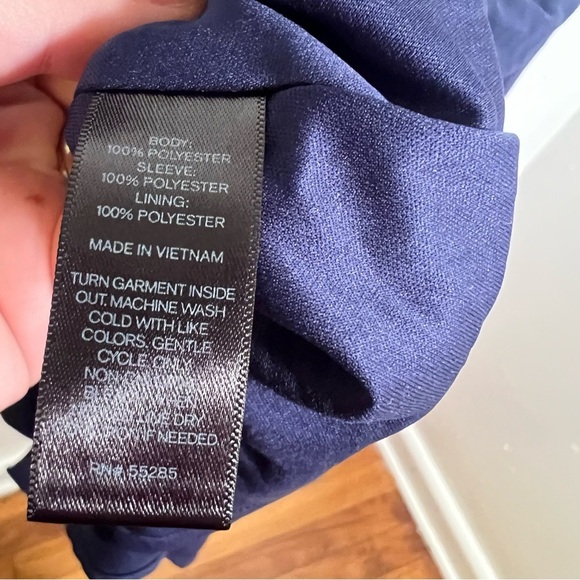 Express Button Front Dress Navy Blue Ruffle 2 - Picture 11 of 11